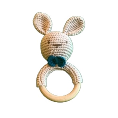 Gehaakte Konijn Rammelaar Jongen Petrol