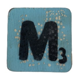 Houten Scrabbel Letter M - Blauw