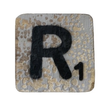 Houten Scrabble Letter R - Grijs