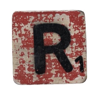 Houten Scrabble Letter R - Rood