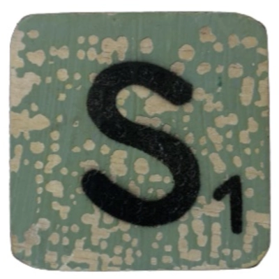 Houten Scrabble Letter S - Groen