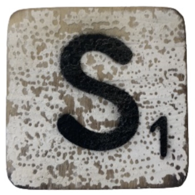 Houten Scrabble Letter S - Wit
