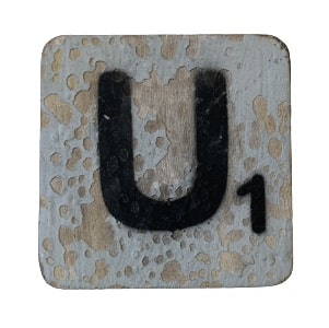 Houten Scrabble Letter U - Lichtblauw