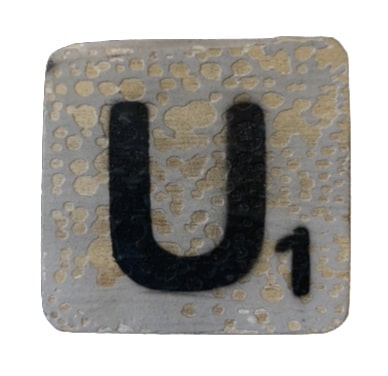Houten Scrabble Letter U - Grijs