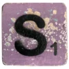 Houten Scrabble letter S - Donkerpaars