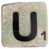 Houten Scrabble letter U - Lichtgroen