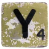Houten Scrabble letter Y - Mosgroen