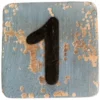 Houten Cijfer 1 - Grijs-Blauw