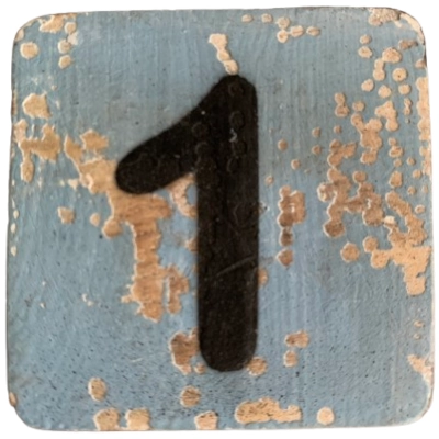 Houten Cijfer 1 - Grijs-Blauw