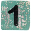 Houten Cijfer 1 - Groen-Blauw