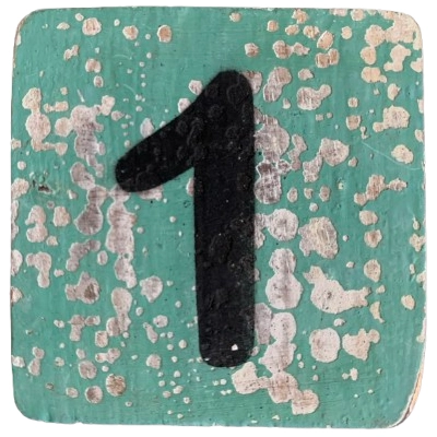 Houten Cijfer 1 - Groen-Blauw