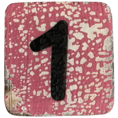 Houten Cijfer 1 - Paars-Roze