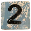 Houten Cijfer 2 - Grijs-Blauw