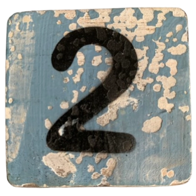 Houten Cijfer 2 - Grijs-Blauw