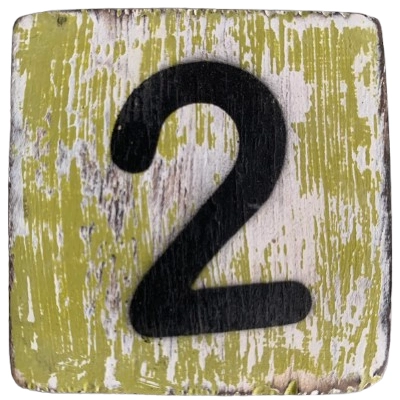 Houten Cijfer 2 - Olijfgroen