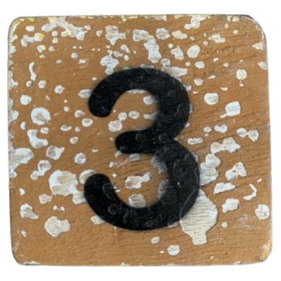 Houten Cijfer 3 - Bruin