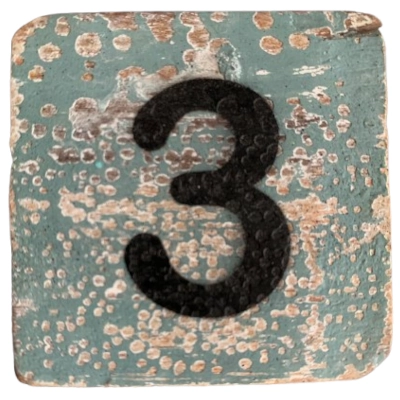 Houten Cijfer 3 - Grijs-Blauw