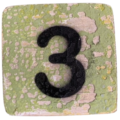 Houten Cijfer 3 - Olijfgroen