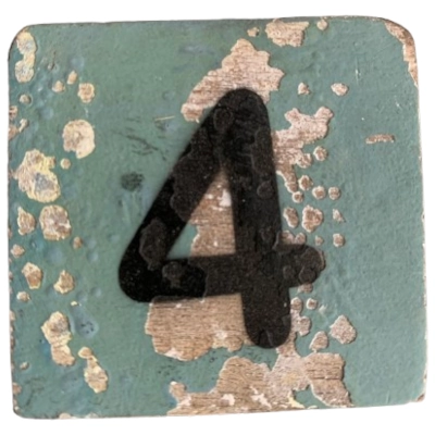Houten Cijfer 4 - Grijs-Blauw