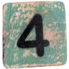 Houten Cijfer 4 - Groen-Blauw