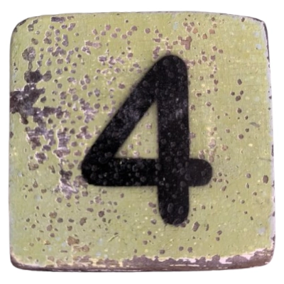 Houten Cijfer 4 - Olijfgroen