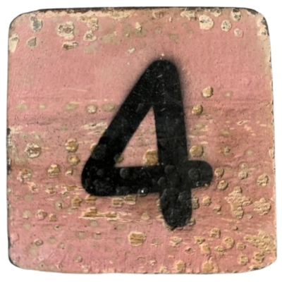 Houten Cijfer 4 - Rood-Bruin