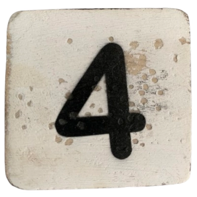 Houten Cijfer 4 - Wit