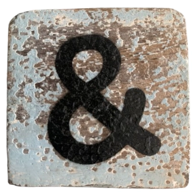 Houten Symbool EN - Grijs-Blauw