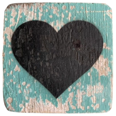 Houten Symbool Hart - Blauw-Groen
