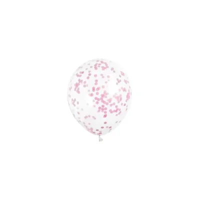 Confettiballonnen met Roze Confetti 30 cm per 6 st