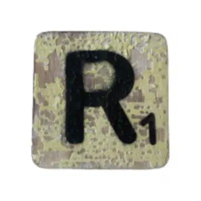 Houten Scrabble Letter R - Geel-Groen
