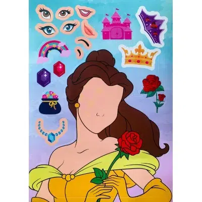 Disney prinses stickers - 3 Disney prinses stickers - Belle