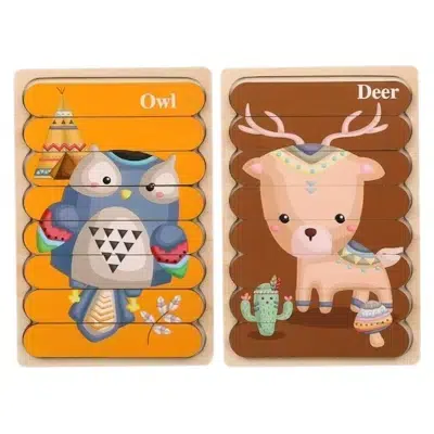Houten puzzel 2 in 1 | Uil en Hert