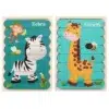 Houten puzzel 2 in 1 | Zebra en Giraf