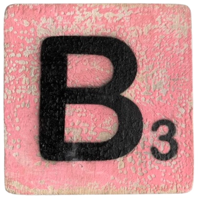 Houten Scrabble Letter B - Fel Roze 10x10 cm
