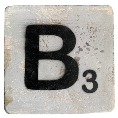Houten Scrabble Letter B - Lichtgrijs 10x10 cm