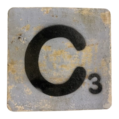 Houten Scrabble Letter C - Grijs-Blauw - 10x10