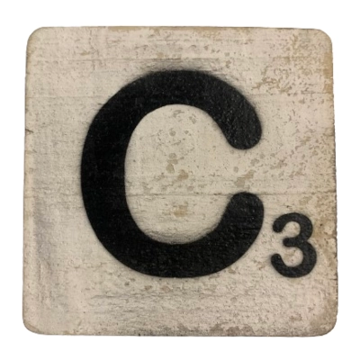Houten Scrabble Letter C - Wit - 10x10