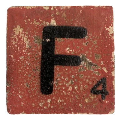 Houten Scrabble Letter F - Rood - 10x10