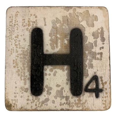 Houten Scrabble Letter H – Wit Houten Scrabble Letter H - Wit - 10x10