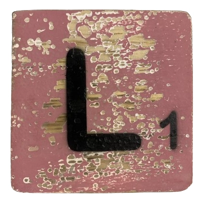 Houten Scrabble Letter L - Donkerroze - 10x10