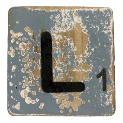 Houten Scrabble Letter L - Grijs-Blauw - 10x10