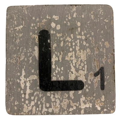 Houten Scrabble Letter L - Grijs - 10x10