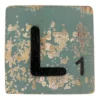 Houten Scrabble Letter L - Groen-Blauw - 10x10