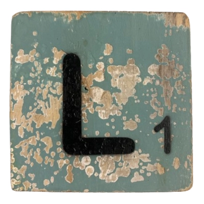 Houten Scrabble Letter L - Groen-Blauw - 10x10