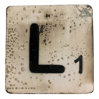 Houten Scrabble Letter L - Wit - 10x10