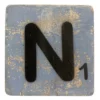 Houten Scrabble Letter N - Grijs-Blauw - 10x10