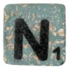 Houten Scrabble Letter N - Groen-Blauw