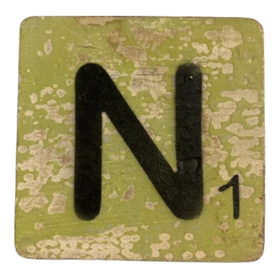 Houten Scrabble Letter N - Lichtgroen - 10x10