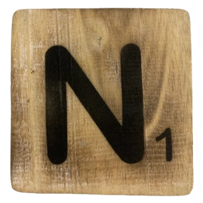 Houten Scrabble Letter N - Naturel - 10x10